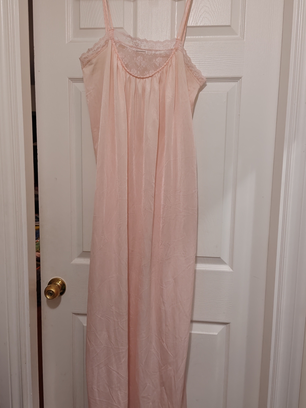 Vintage Sears Women's Lace-Trim Slip Nightgown - Soft Blush Pink